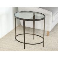 Roundabout Ellipse End Table in Antique Pewter