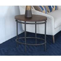 Oval Mango Wood Top End Table With Iron Base