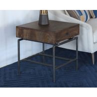 Mango Wood Top End Table With Iron Base