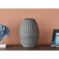 Gray Ribbed Vase - Cleared Decor