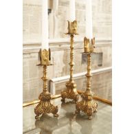 Set of 3 Gold Leaf Tapered Candle Holders