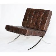 Cigar Leather Barcelona Style Chair
