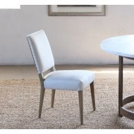 Linen Dining Chair with Oak Legs
