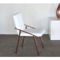 White Leather Side Chair with Polished Rose Gold Frame