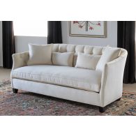 Curved Sofa with Tufted Back in Linato Cream