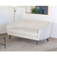 Ivory Curved Channeled Back Sofa