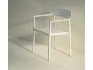 Sculpted White Plastic Arm Chair