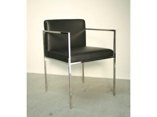 Chrome and Black Leather Arm Chair