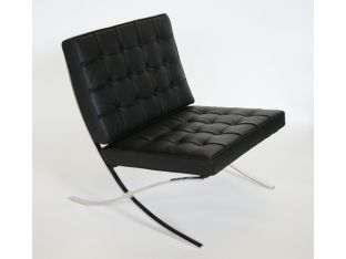 Black Leather Barcelona Style Lounge Chair