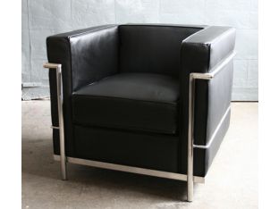 Black Leather Corbusier Style Club Chair