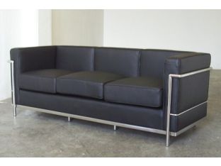 Black Leather Corbusier Style Sofa