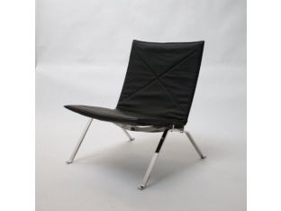 Black Leather Kjaerholm Style Lounge Chair