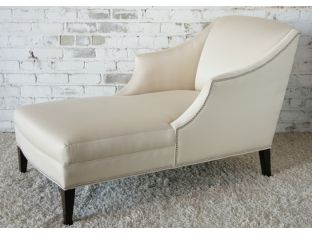 Mitchell Gold Lauralee Chaise in Vanilla Upholstery with Nickel Nailhead Trim 