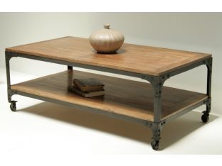 Reclaimed Teak Coffee Table with Iron Frame