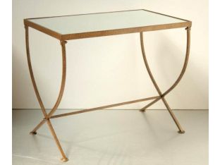 Antiqued Gold Tea Table with Mirrored Top