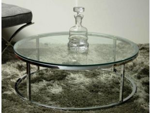 Round Chrome and Glass Coffee Table