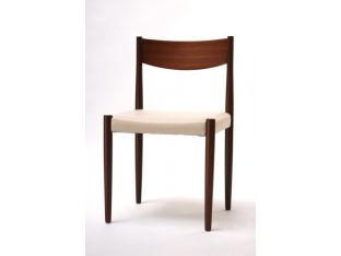Danish Modern Teak Side Chairs with Stone Colored Leather Seats