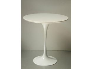 White Laminate Wood Saarinen Style Tulip End Table