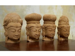 Assorted Hand Carved Indian Goddess Figurines (Set of 4)