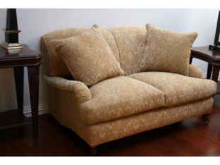 George Smith Style Loveseat in Honey Paisley Fabric