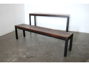 Modern Steel Bench with Wood Top