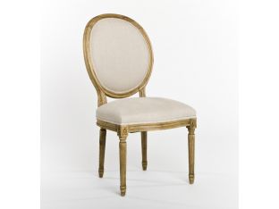 Natural Linen Oval Louis Side Chair