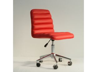 Red Leather Armless Task Chair