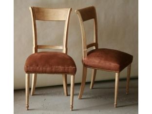 Vintage Parchment-Covered Dining Chairs with Brown Ultrasuede