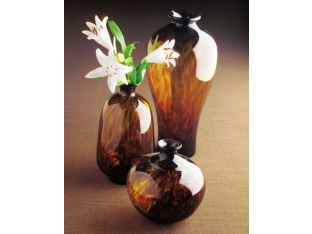 Set of 3 Tortoise Glass Vases