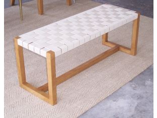 Blonde Wood Bench with Natural Straps