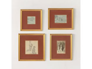 Set of 4 Assorted 19th Century Drawings 
