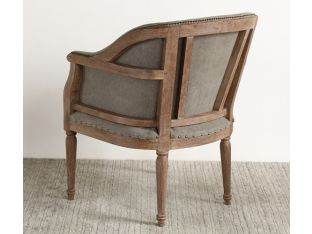Exposed Wood Frame Arm Chair with Nailhead Trim