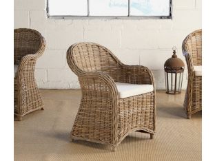 Round Back Wicker Arm Chair in Gray