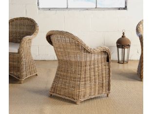 Round Back Wicker Arm Chair in Gray