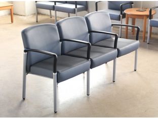 Gray Upholstered 3-Seater Waiting Room Chair
