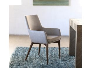 Walnut Arm Chair with Tan Upholstery
