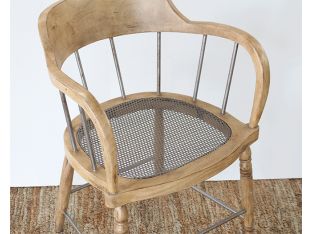 Wood Spindle Back Chair with Iron Spindles and Metal Seat