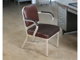 Brown Vinyl Waiting Room Chair with Black Arms