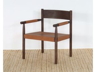Stained Ash Arm Chair W/Chestnut Leather Seat