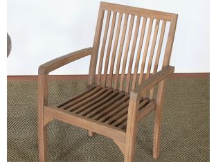 Weathered Teak Slatback Arm Chair