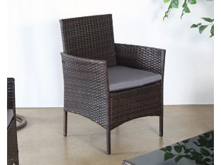 Dark Wicker Armchair With Medium Grey Cushion