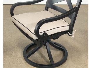  Black Metal Patio Arm Chair With Swivel Base 