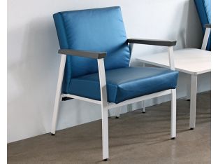 Blue Single Waiting Room Chair With White Frame