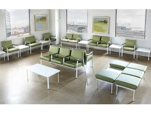 Green Single Waiting Room Chair With White Frame