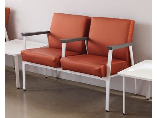 Orange Double Waiting Room Chair W/ White Frame