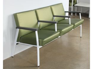 Green Triple Waiting Room Chair W/ White Frame