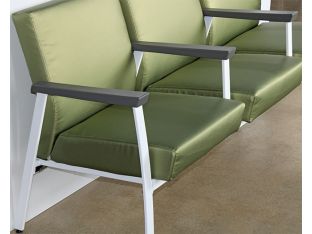Green Triple Waiting Room Chair W/ White Frame