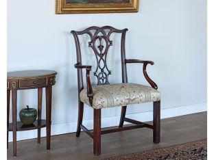 Chippendale Arm Chair With Brocade Seat