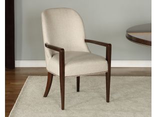 Neutral Brushed Fabric Arm Chair w/ Tapered Legs