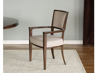 Neutral Tweed Arm Chair w/ Dark Eucalyptus Frame